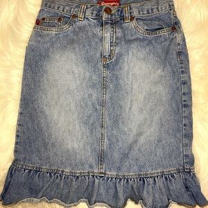 Y2K *SOLD* vintage denim ruffle midi skirt